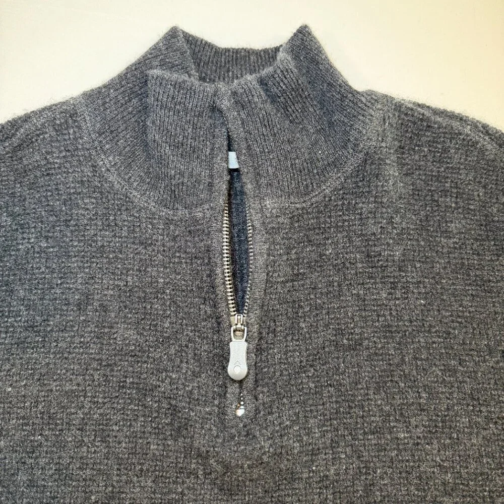 QOR 100% Cashmere 1/4 Zip Gray Thermal Sweater Large